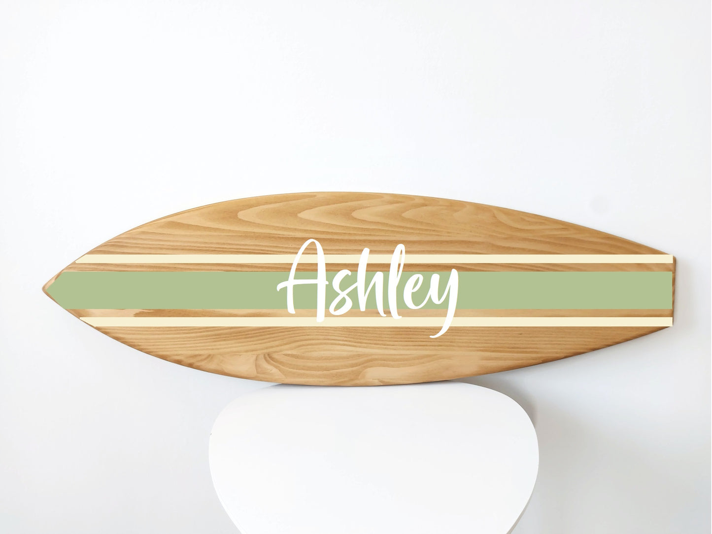 Sustainable wooden name plaque with beachy design for home decor