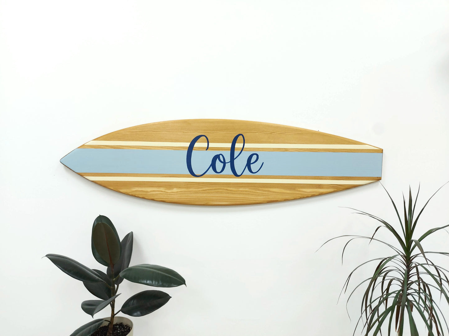 Personalized Wooden Surfboard Name Sign – Coastal Nursery Wall Decor