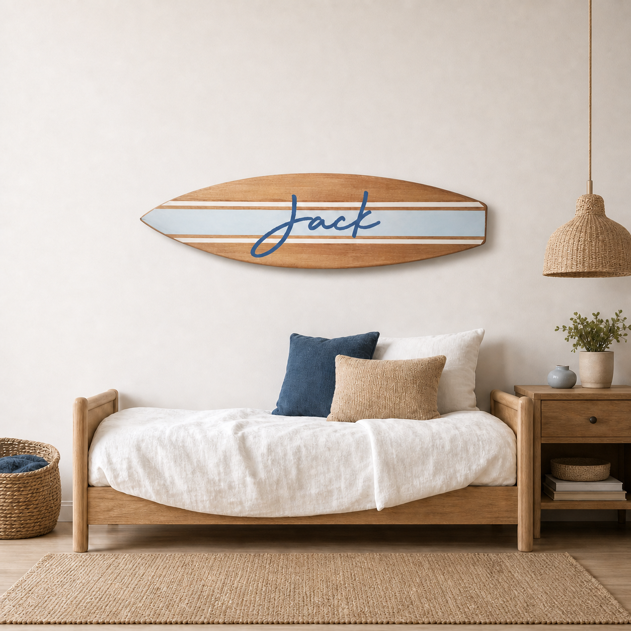Personalized Wooden Surfboard Name Sign – Coastal Nursery Wall Decor