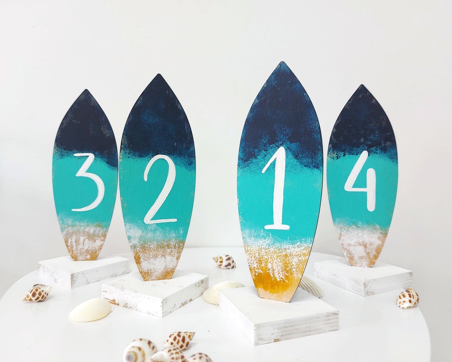 Ocean wedding table numbers surfboard theme party decorations wooden set