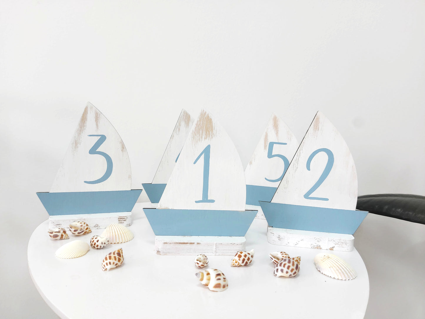 Ocean themed wedding table number each number in sailboat style