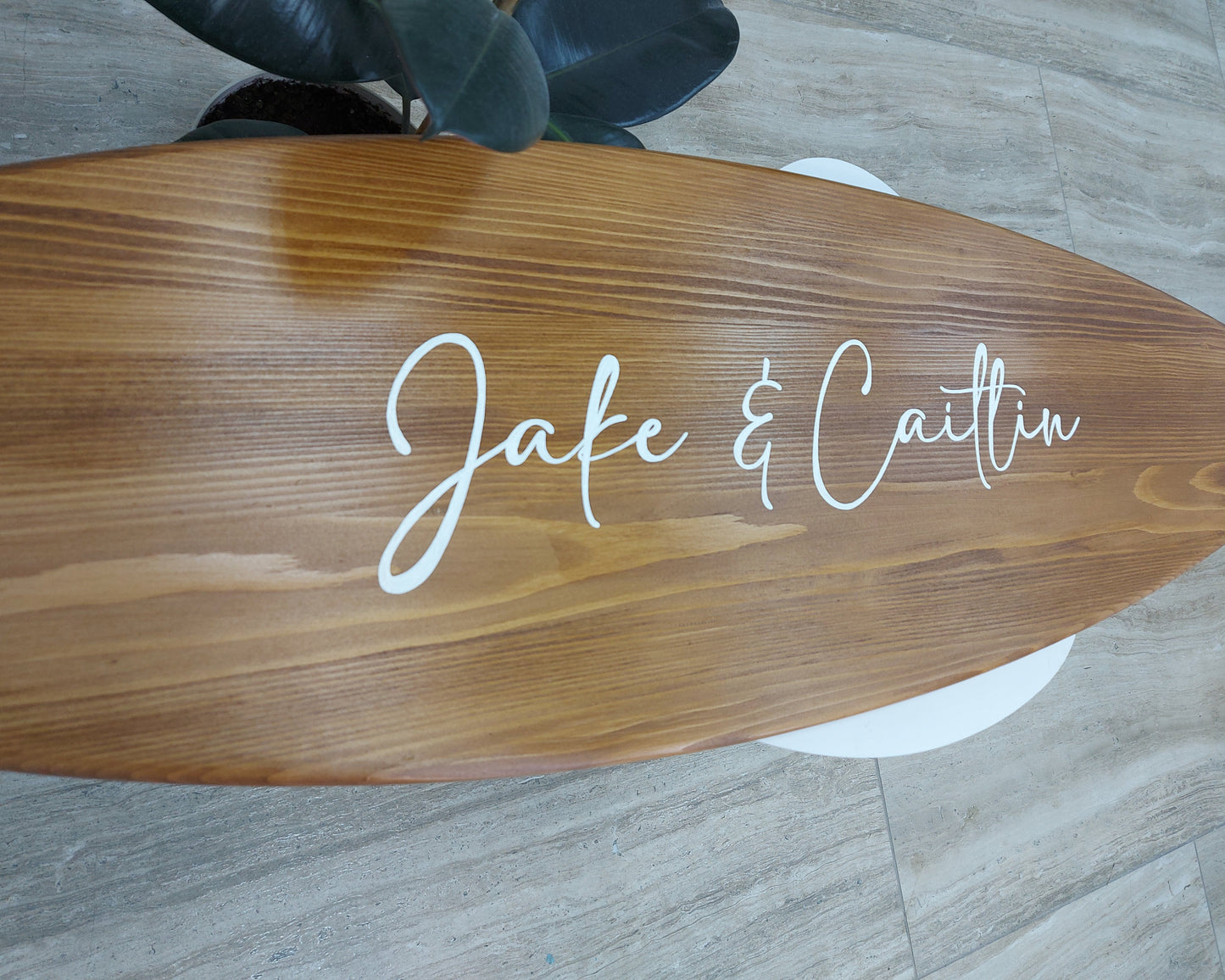 Surfboard personalized guest book wedding sign alternative with custom names