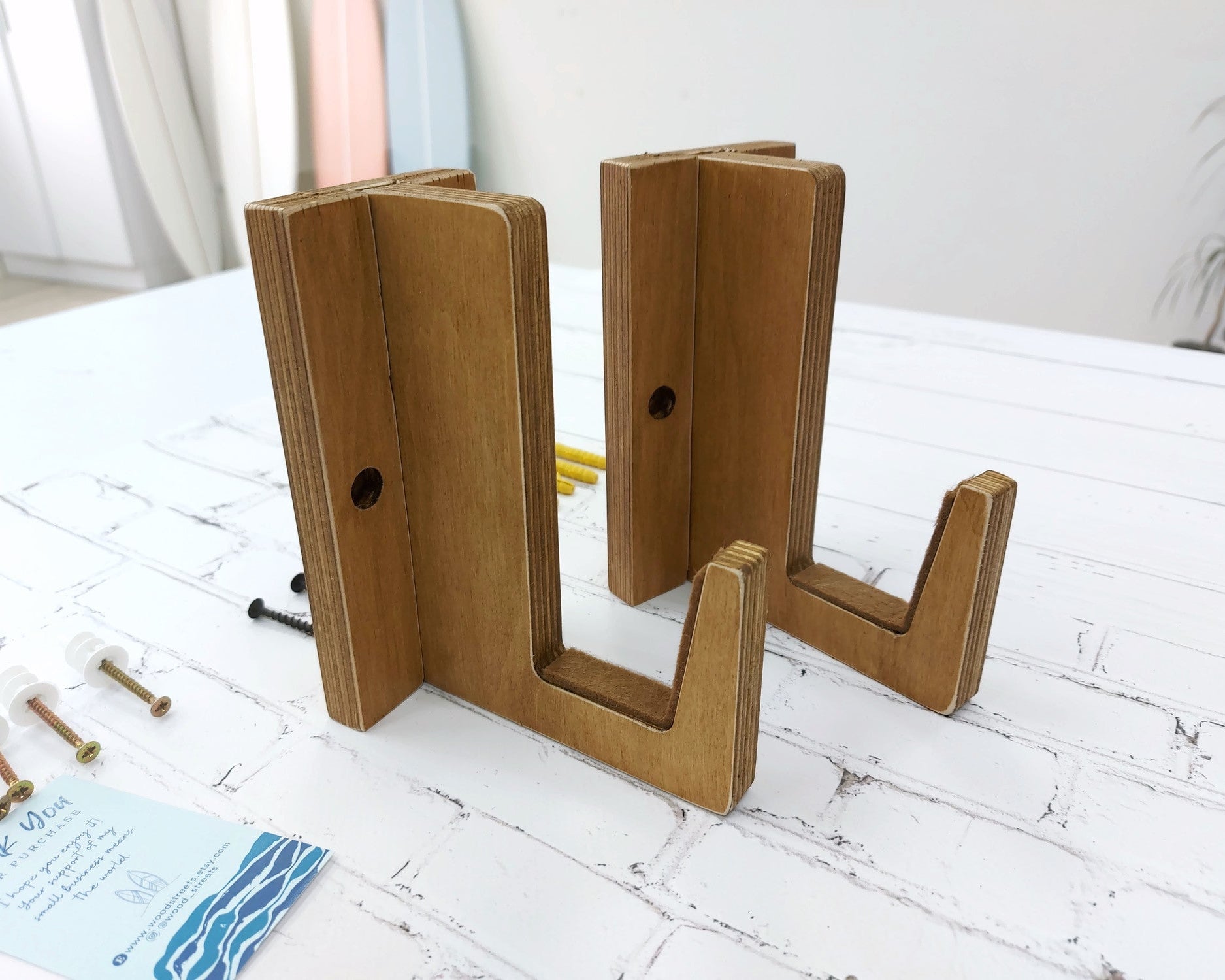 Surfboard sign wall-mount wooden surf decor hanger coastal home