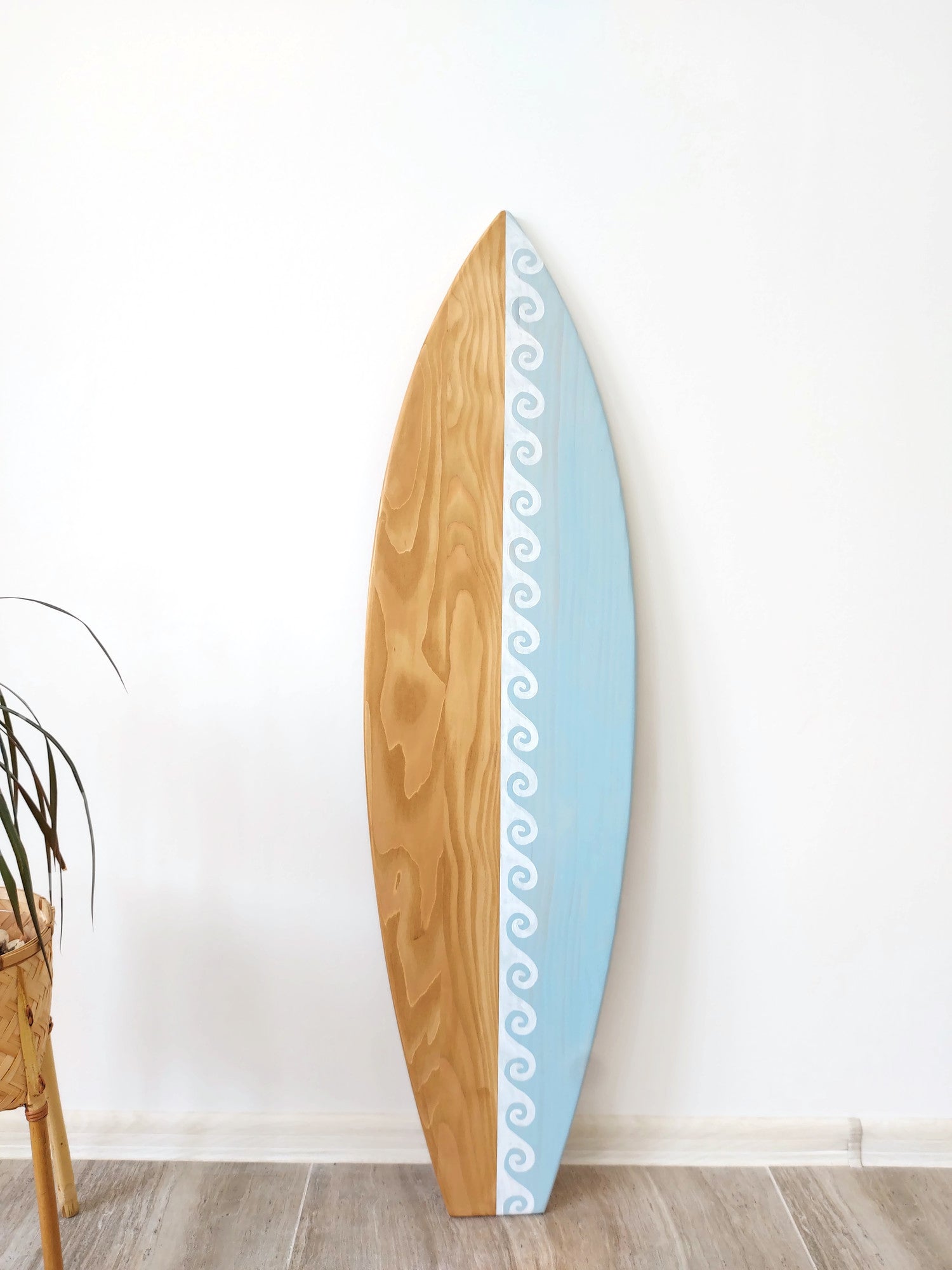 Custom surfboard sign waves for coastal interior décor