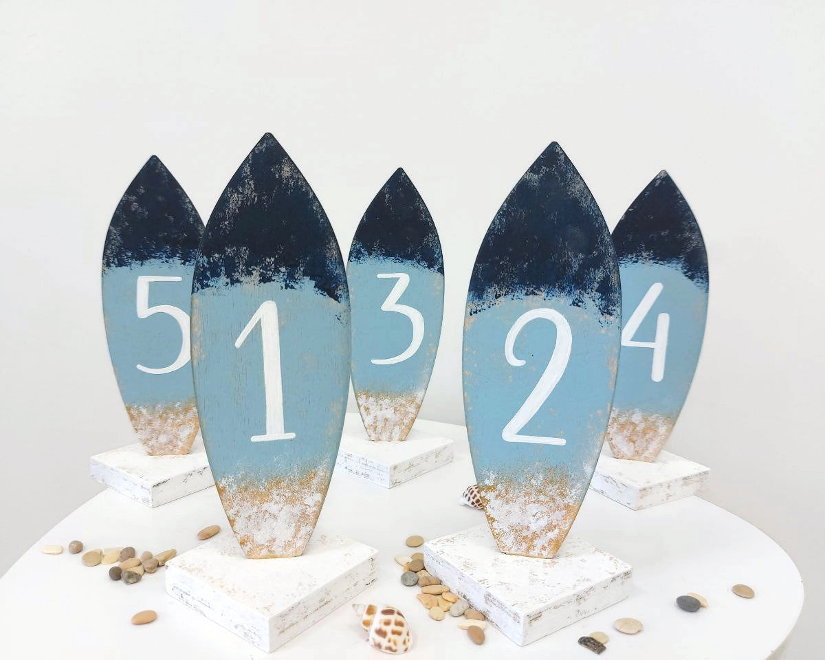 Wooden wedding table numbers beach theme party decorations set