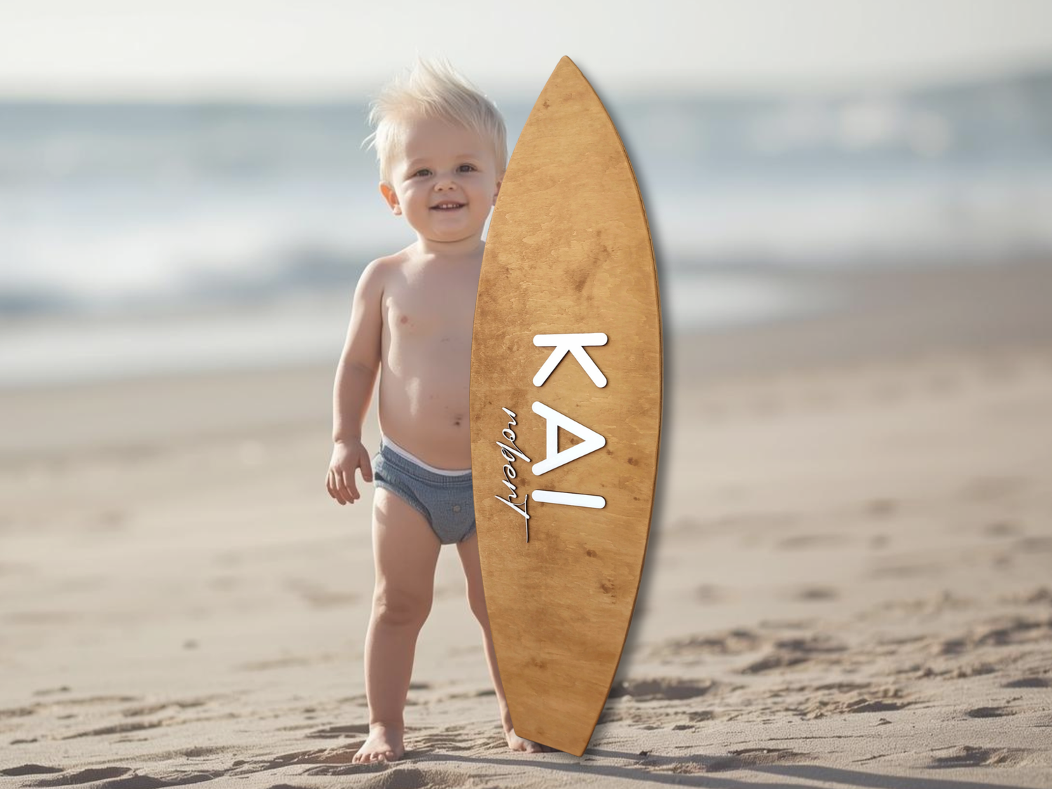 wooden surfboard personalized