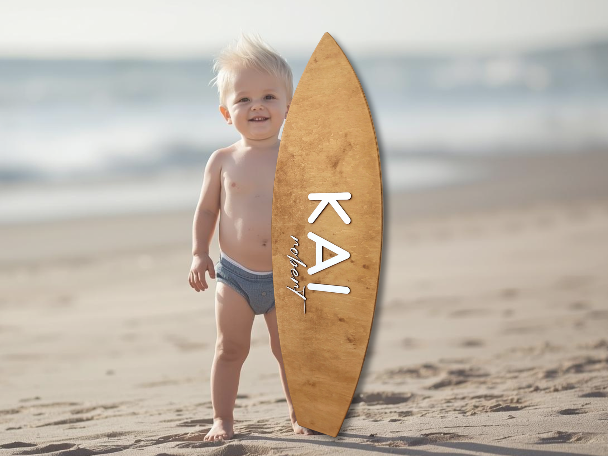 wooden surfboard personalized