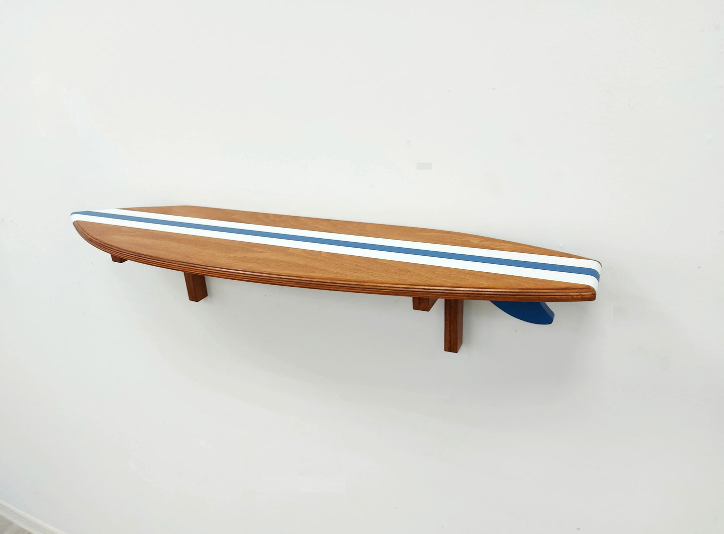 Surfboard shaped wooden floating shelf surfboard home décor beach house