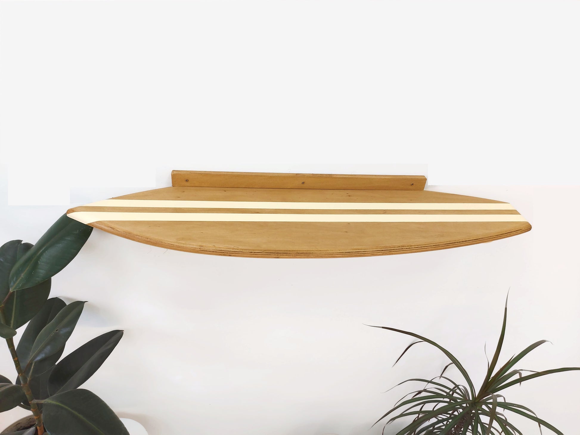 Surf lover gift wood surfboard shelf coastal wall décor accent