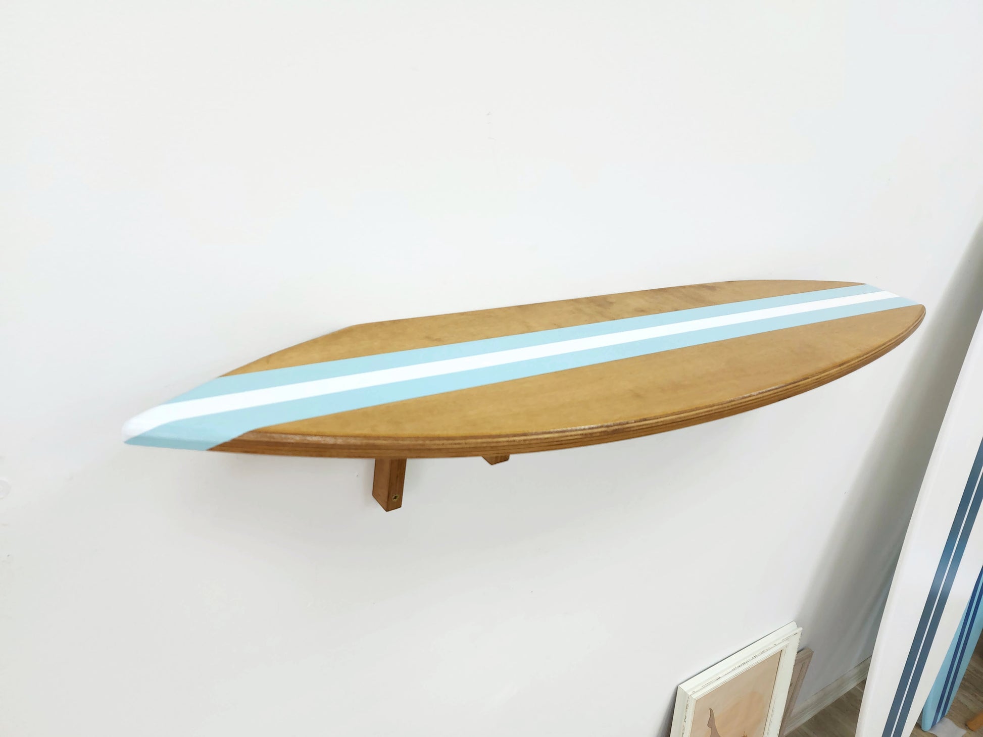 Custom surfboard sign shelf decorative surf-themed home décor