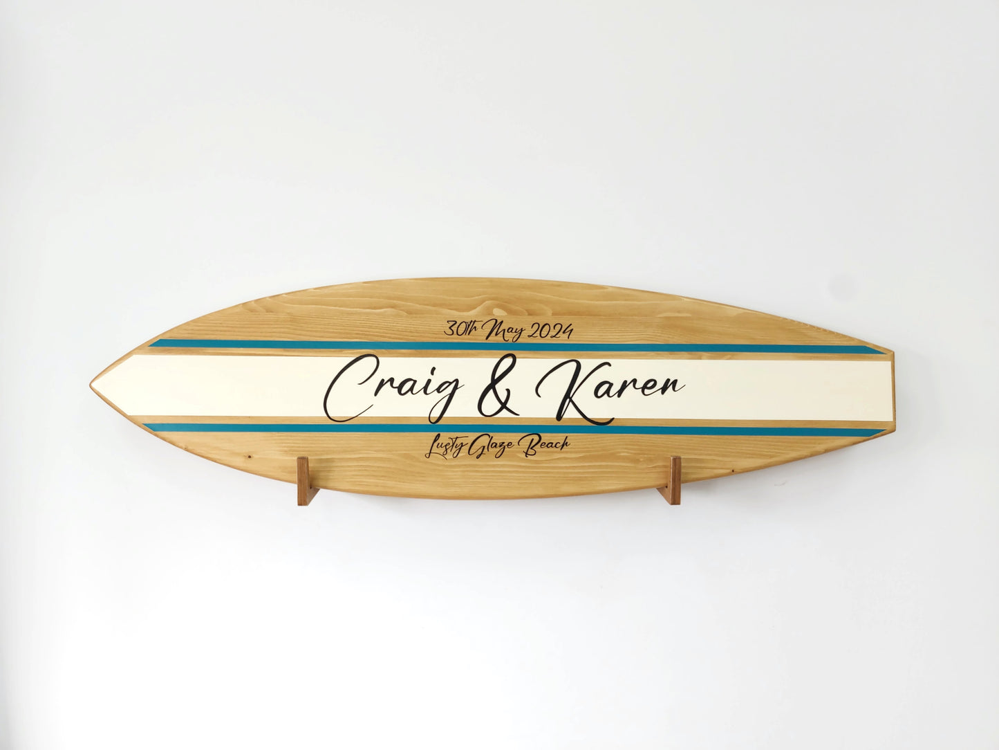 Personalized surfboard wall decor alternative wedding guest book sign with family name