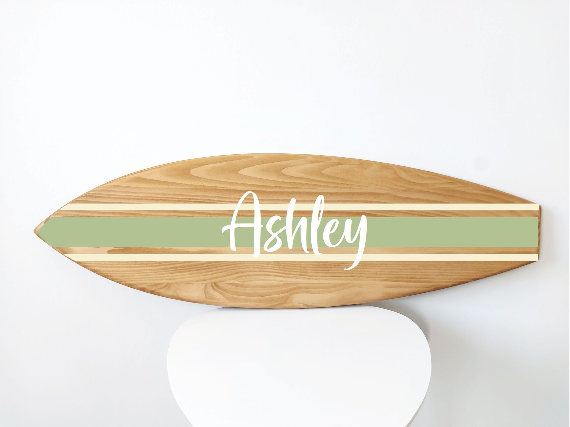 Sustainable wooden name plaque with beachy design for home decor